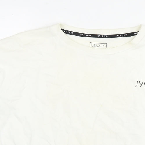 Jack Wills Womens White Cotton Pullover Hoodie Size 10 Pullover - Logo