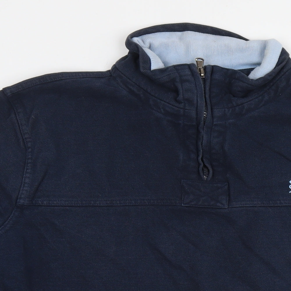 Crew Clothing Mens Blue Cotton Pullover Hoodie Size L