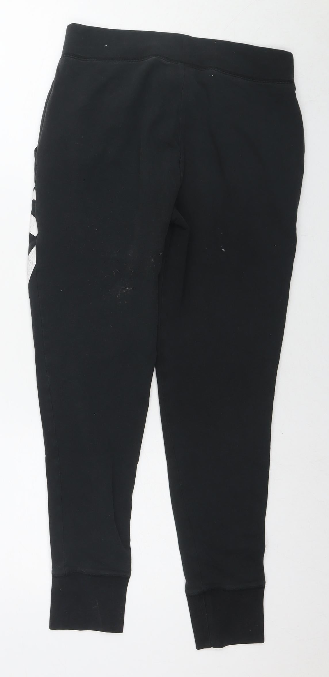 PINK Womens Black Cotton Jogger Trousers Size XS L24 in Regular Drawstring - Logo