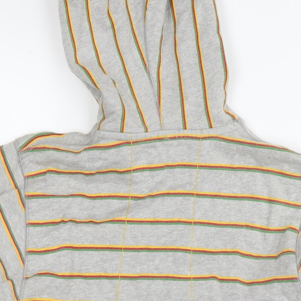 Ringspun Mens Grey Striped Cotton Pullover Hoodie Size M - Logo Beaded Detail