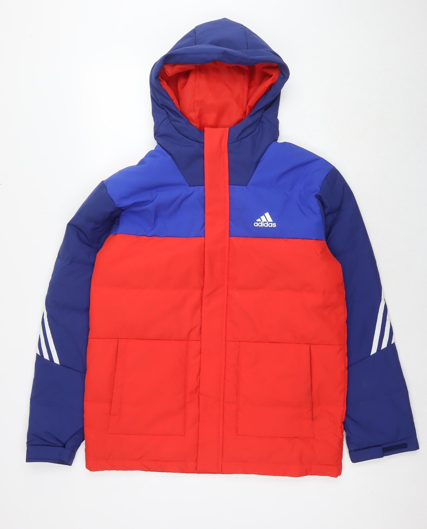 adidas Boys Red Colourblock Jacket Size 13-14 Years Zip - Age 13-16 Years
