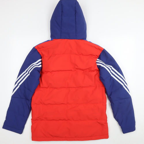 adidas Boys Red Colourblock Jacket Size 13-14 Years Zip - Age 13-16 Years