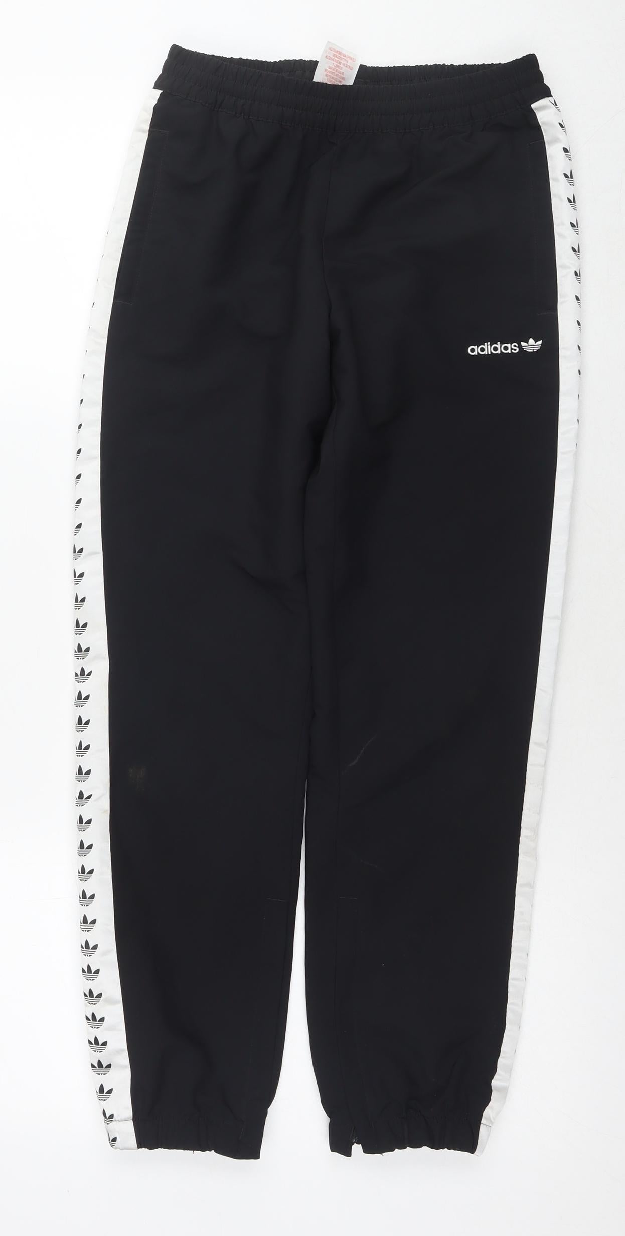 adidasblack Boys Black Geometric Polyester Jogger Trousers Size 11-12 Years L26 in Regular Drawstring - Logo