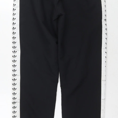 adidasblack Boys Black Geometric Polyester Jogger Trousers Size 11-12 Years L26 in Regular Drawstring - Logo
