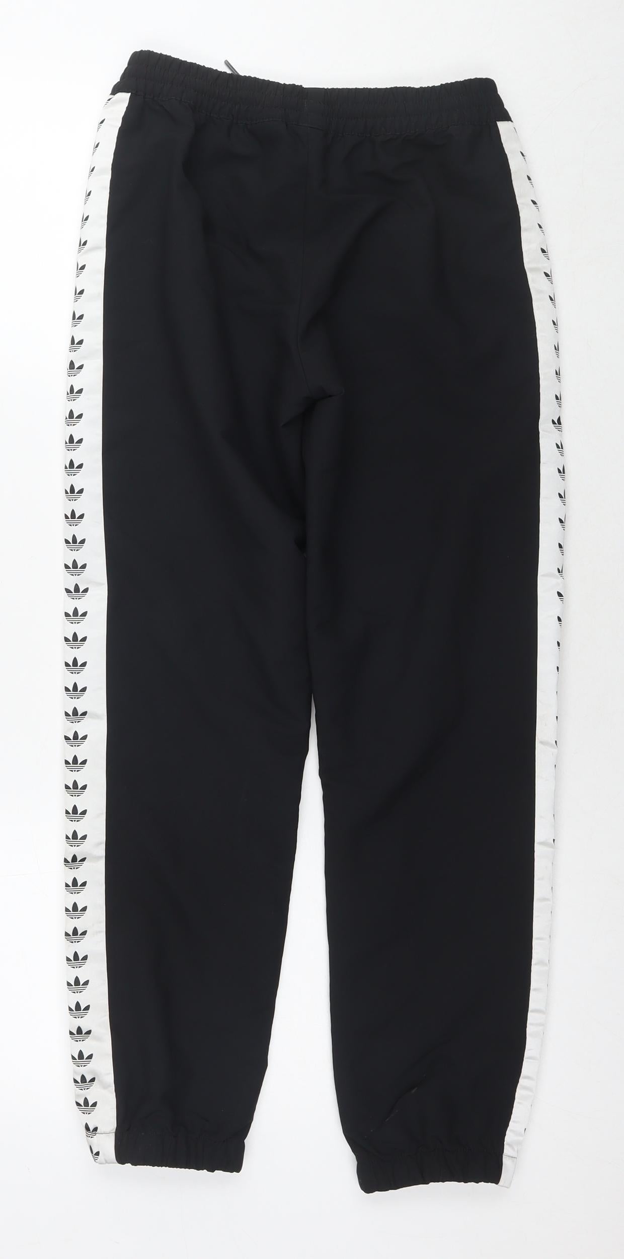 adidasblack Boys Black Geometric Polyester Jogger Trousers Size 11-12 Years L26 in Regular Drawstring - Logo