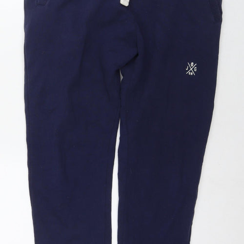 Jog On Mens Blue Cotton Jogger Trousers Size L L27 in Regular Drawstring