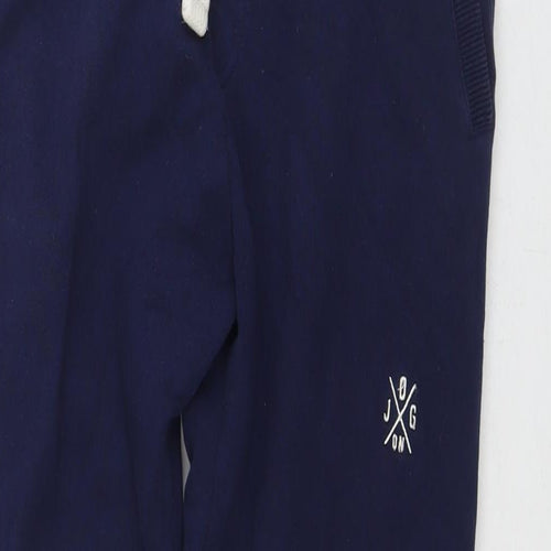 Jog On Mens Blue Cotton Jogger Trousers Size L L27 in Regular Drawstring