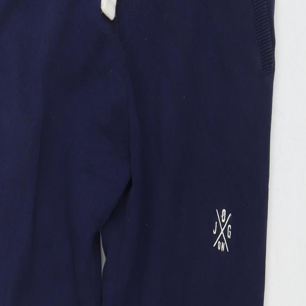 Jog On Mens Blue Cotton Jogger Trousers Size L L27 in Regular Drawstring