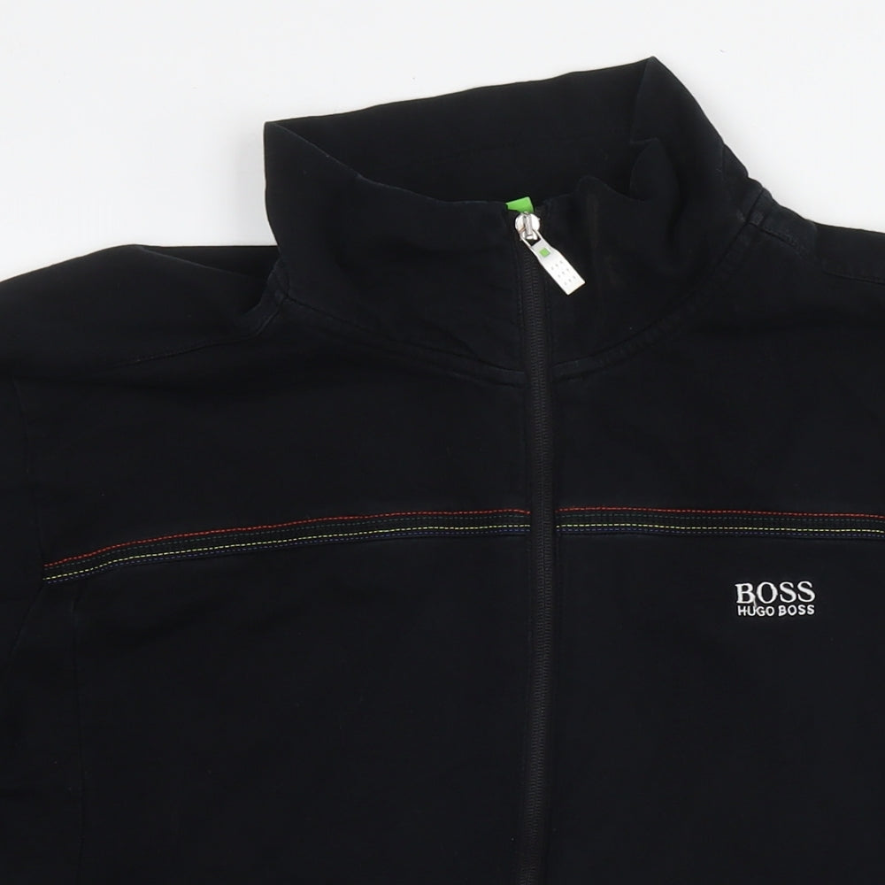 Boss Mens Black Polyester Full Zip Hoodie Size 2XL