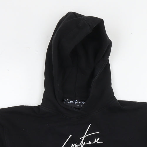 Coulture Womens Black Cotton Pullover Hoodie Size 2XS Pullover - Logo, cropped