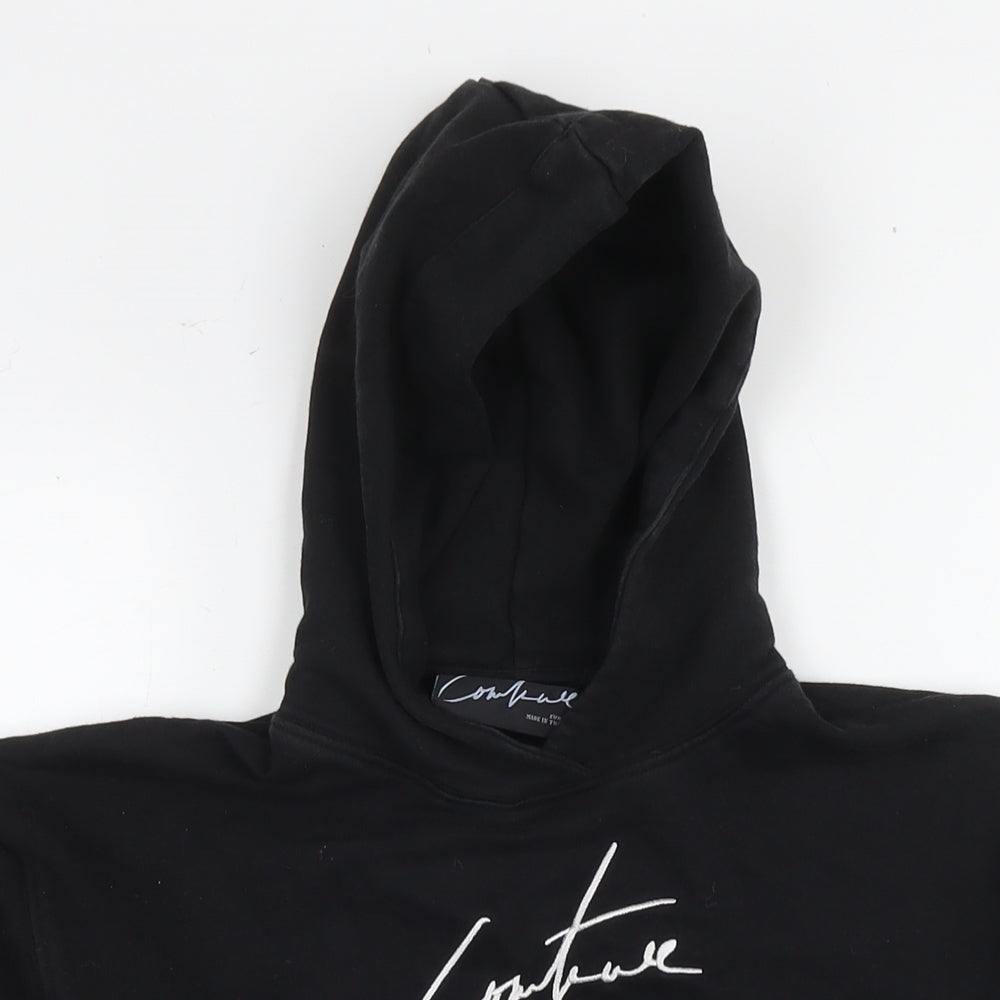 Coulture Womens Black Cotton Pullover Hoodie Size 2XS Pullover - Logo, cropped
