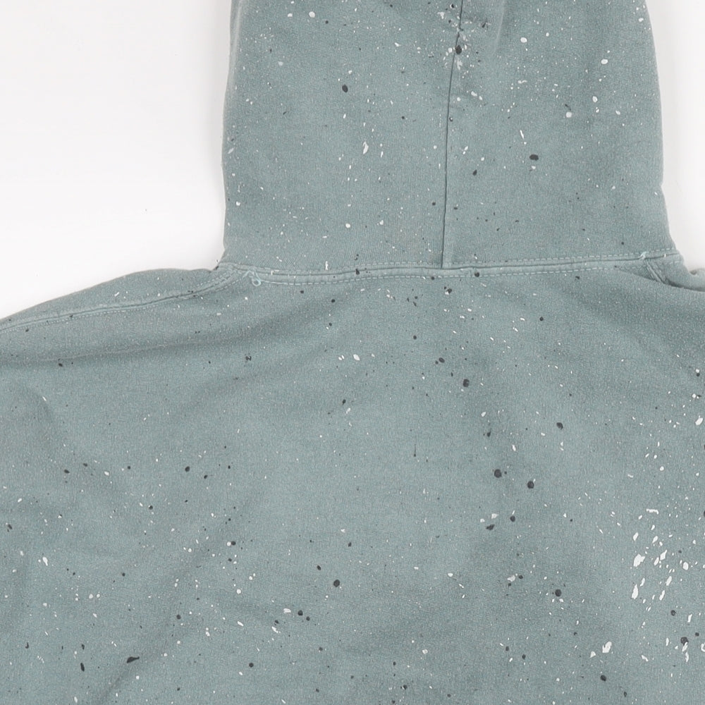 Iets frans Womens Blue Geometric Cotton Pullover Hoodie Size S Pullover - Spotted Pattern logo unisex