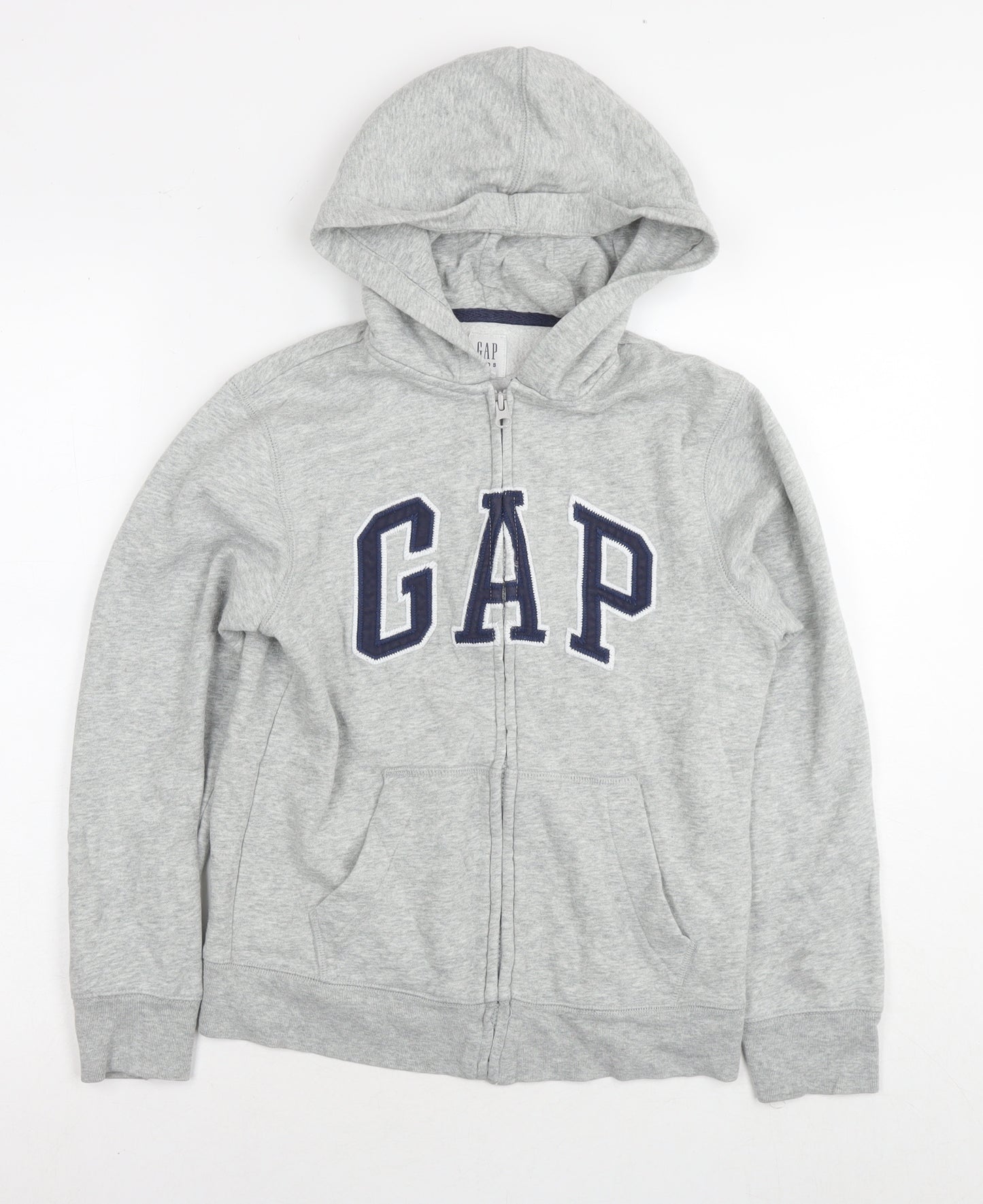 Gap Boys Grey Cotton Full Zip Hoodie Size 10 Years Zip - Logo