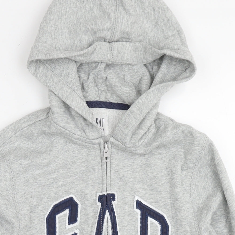 Gap Boys Grey Cotton Full Zip Hoodie Size 10 Years Zip - Logo