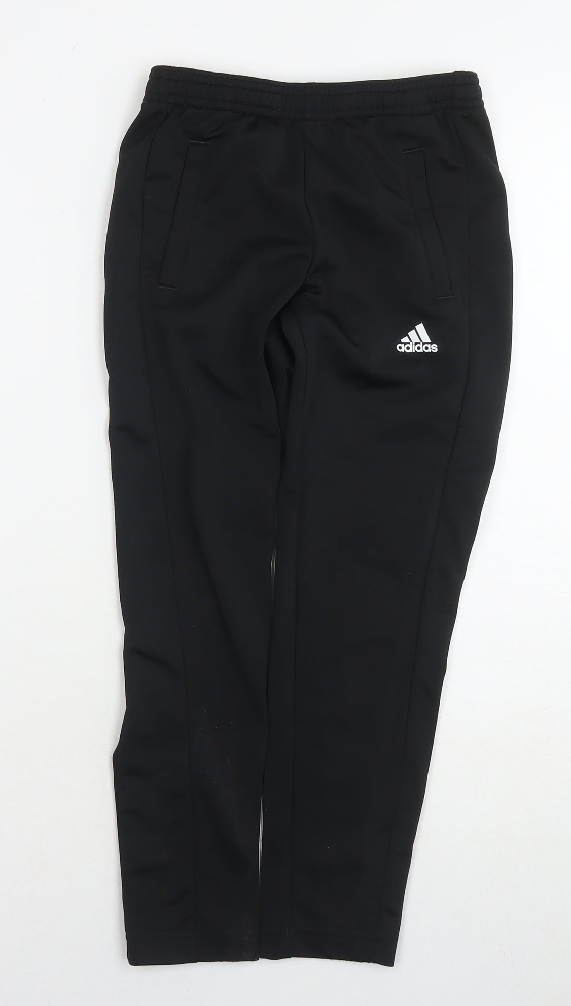 adidas Boys Black Polyester Jogger Trousers Size 7-8 Years L20 in Regular Drawstring