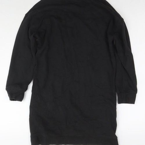 NEXT Girls Black Cotton Tunic Sweatshirt Size 11 Years Pullover - Sequin Detail Soul Surching