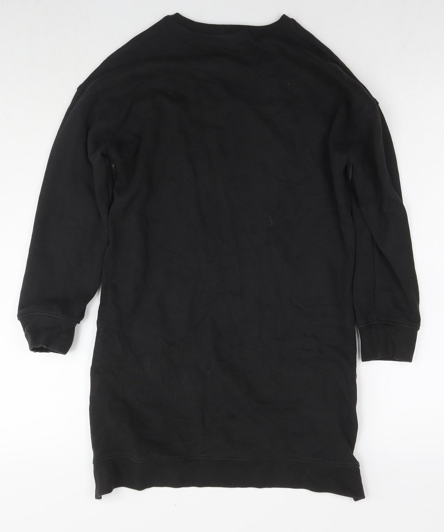 NEXT Girls Black Cotton Tunic Sweatshirt Size 11 Years Pullover - Sequin Detail Soul Surching