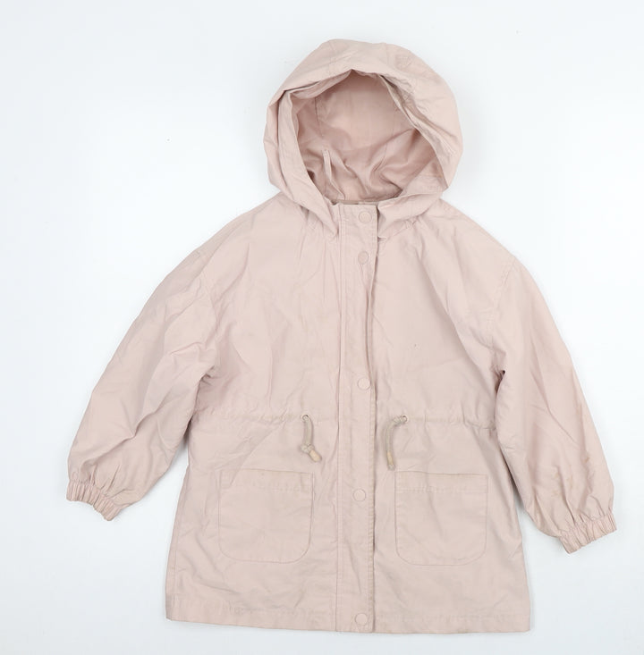 Mango Girls Pink Rain Coat Jacket Size 7 Years Zip