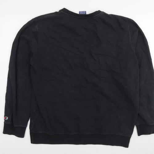 Champion Mens Black Cotton Pullover Sweatshirt Size XL - Logo