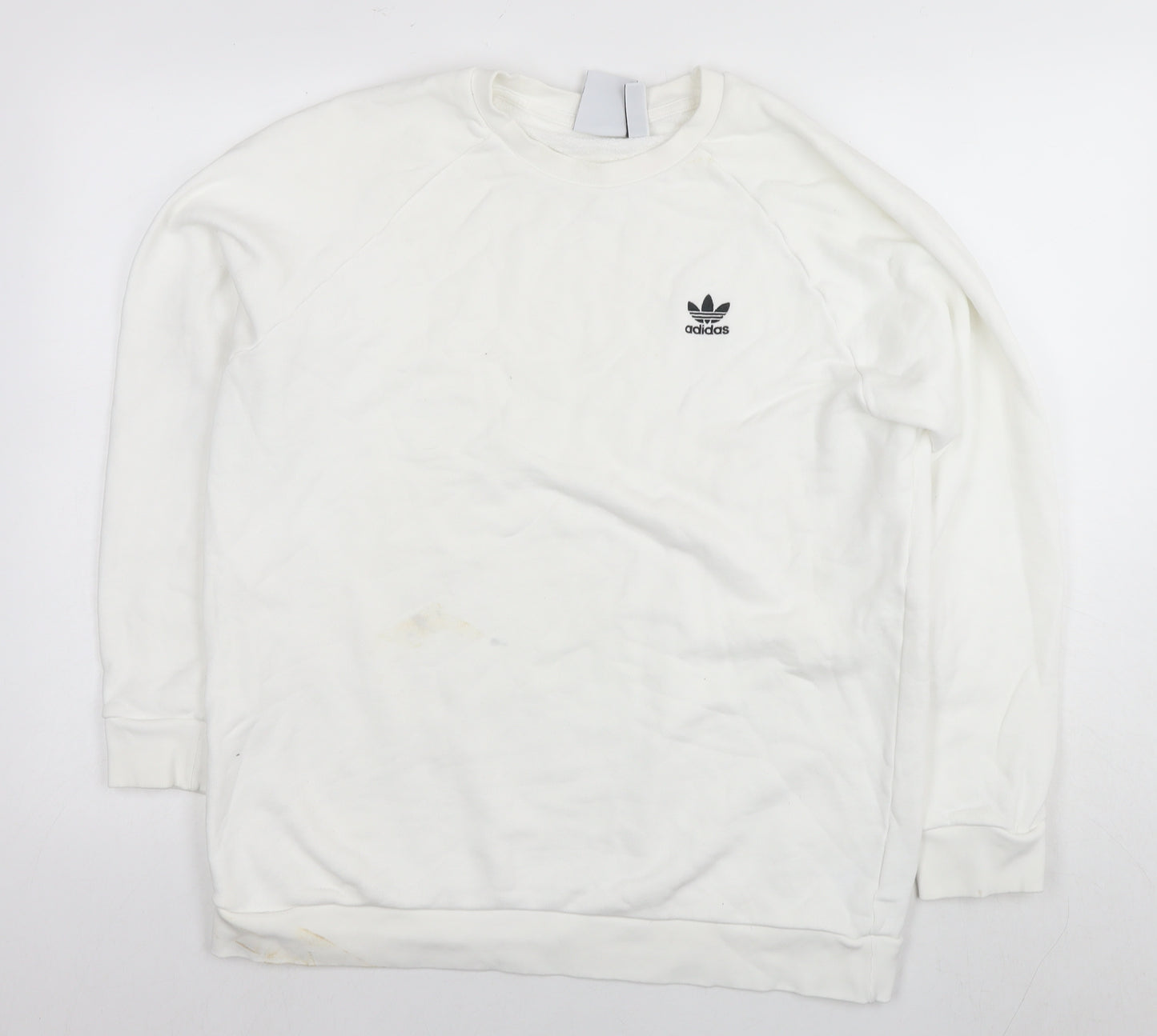 adidas Mens White Cotton Pullover Sweatshirt Size L - Logo