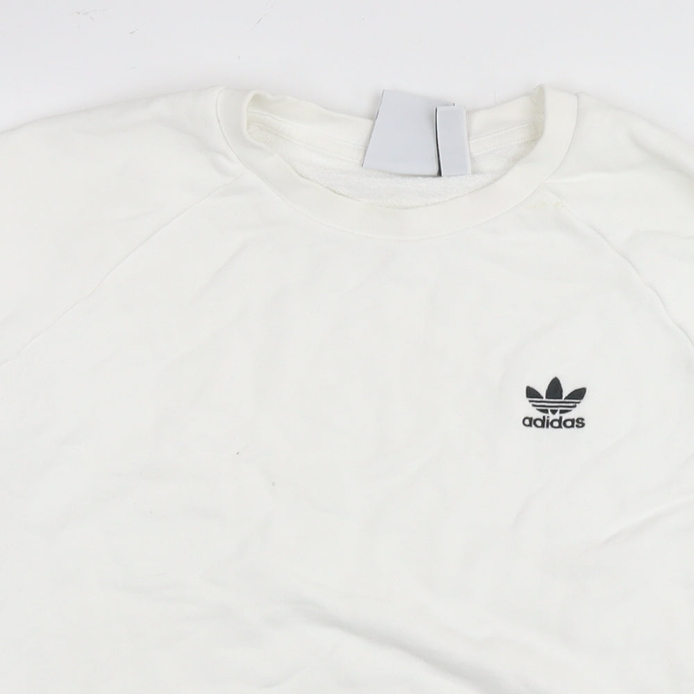 adidas Mens White Cotton Pullover Sweatshirt Size L - Logo