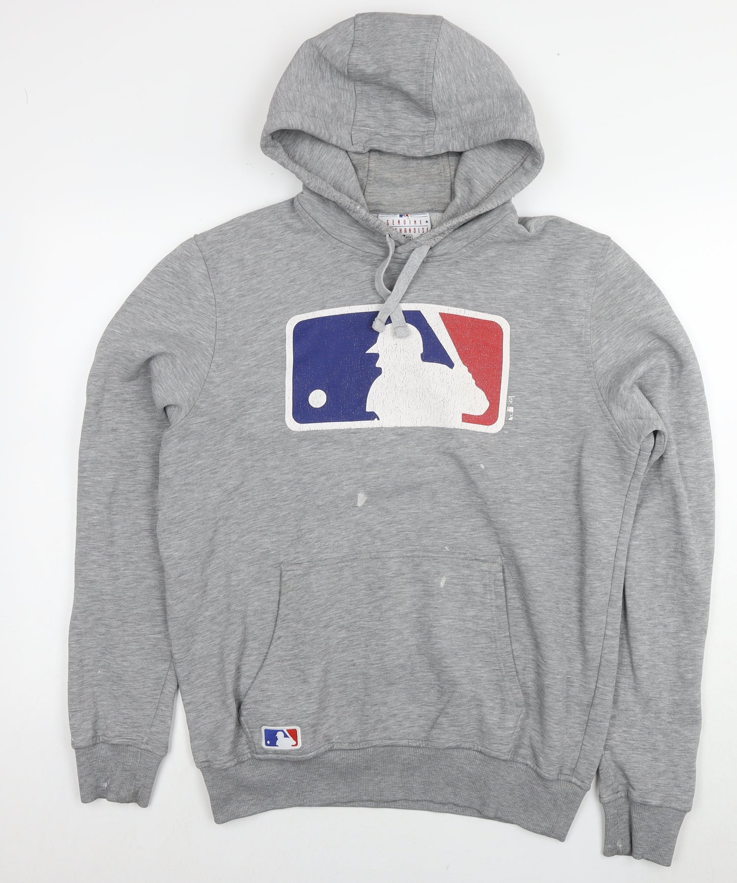 New Era Mens Grey Cotton Pullover Hoodie Size L - MLB