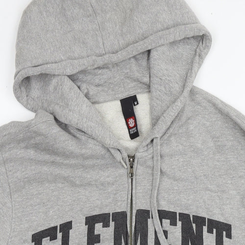 Element Mens Grey Cotton Full Zip Hoodie Size M - Logo