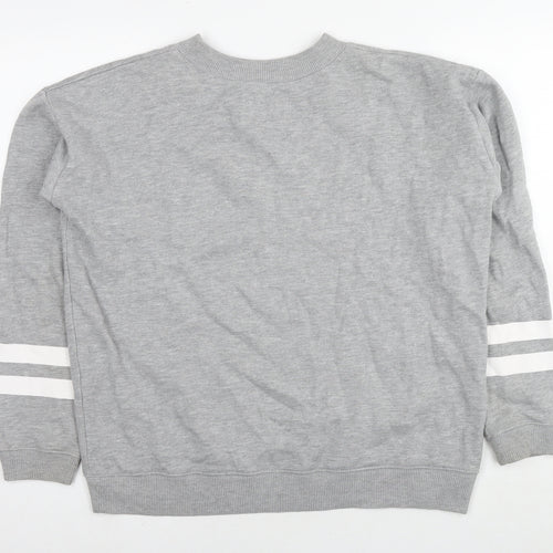 Pull&Bear Womens Grey Cotton Pullover Hoodie Size L Pullover - Teenage Disaster