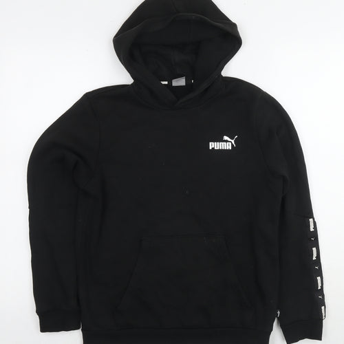 PUMA Boys Black Cotton Pullover Hoodie Size 13-14 Years Pullover - Logo