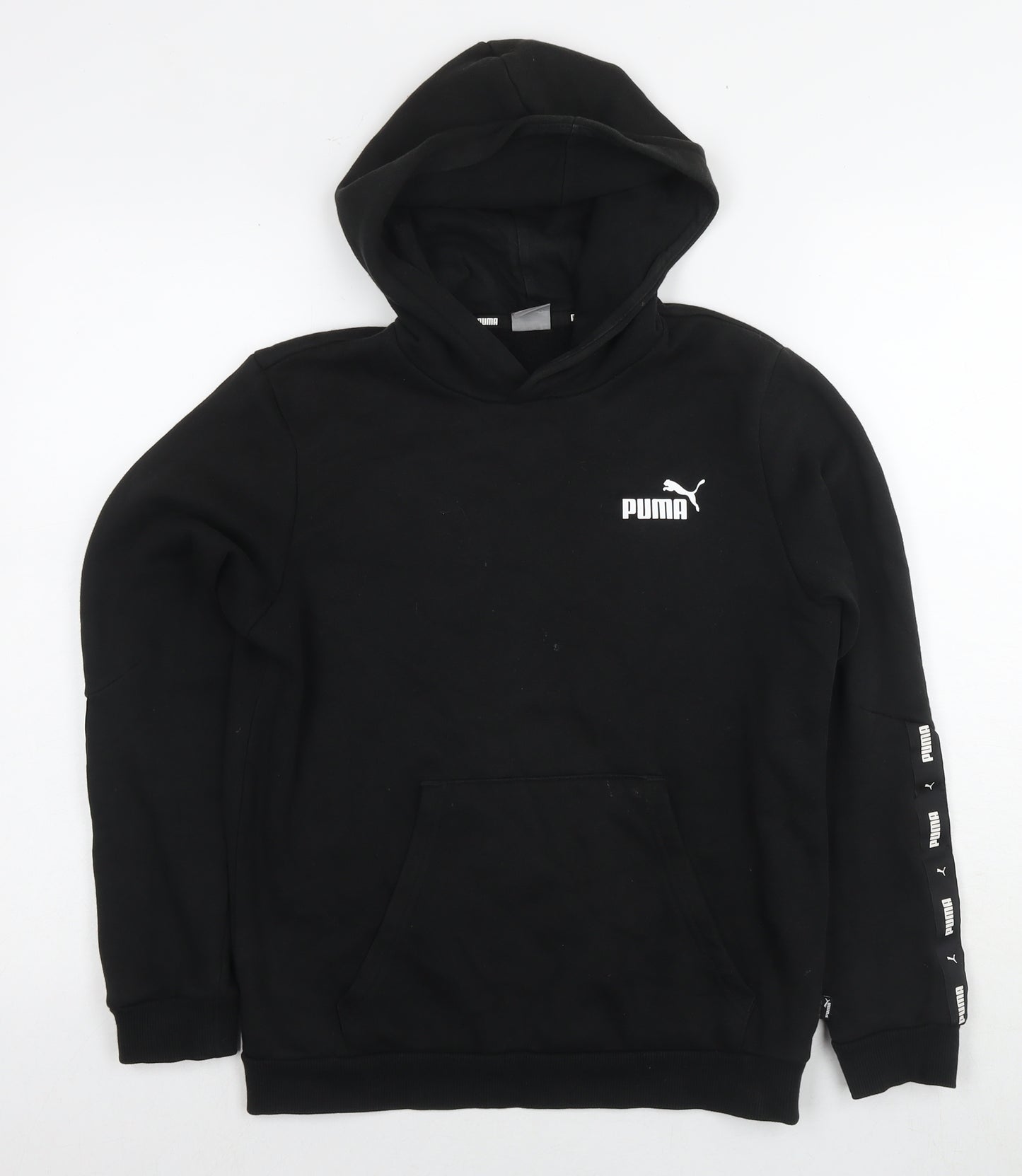 PUMA Boys Black Cotton Pullover Hoodie Size 13-14 Years Pullover - Logo