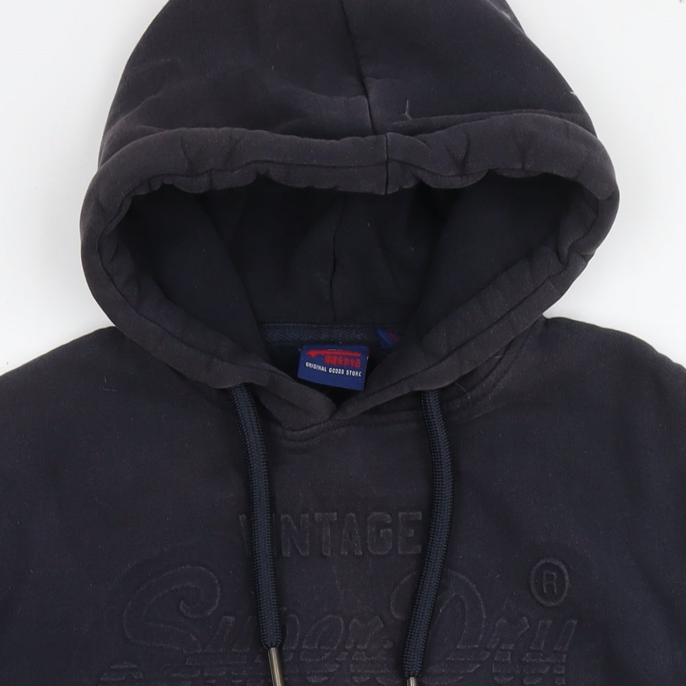 Superdry Mens Blue Cotton Pullover Hoodie Size M - Logo