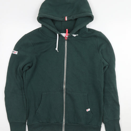 Superdry Womens Green Cotton Full Zip Hoodie Size L Zip