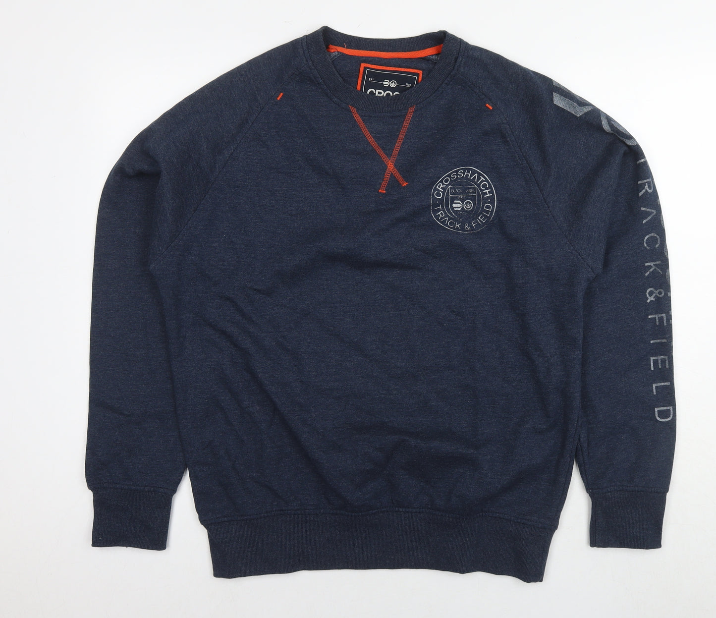 Crosshatch Mens Blue Cotton Pullover Sweatshirt Size L - Logo