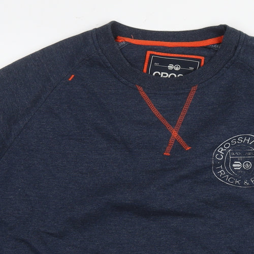 Crosshatch Mens Blue Cotton Pullover Sweatshirt Size L - Logo