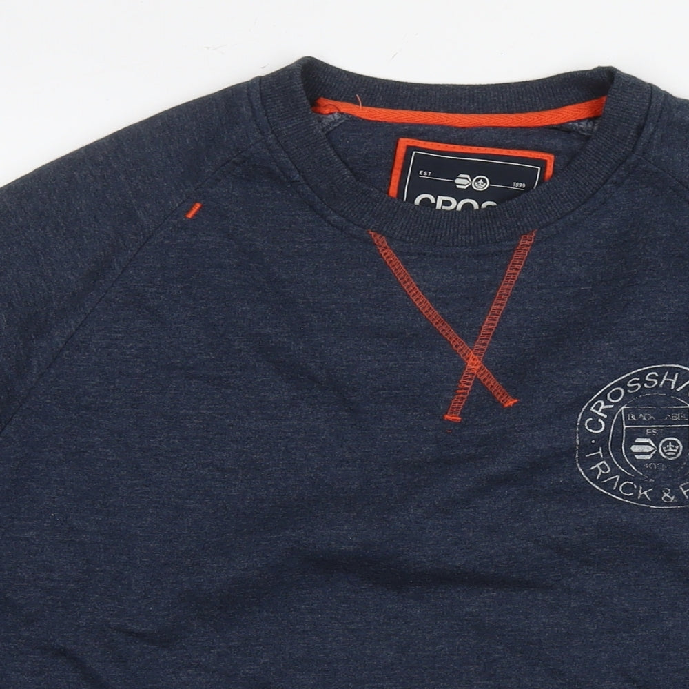 Crosshatch Mens Blue Cotton Pullover Sweatshirt Size L - Logo