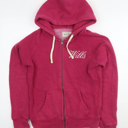 Jack Wills Womens Purple Cotton Full Zip Hoodie Size 8 Zip