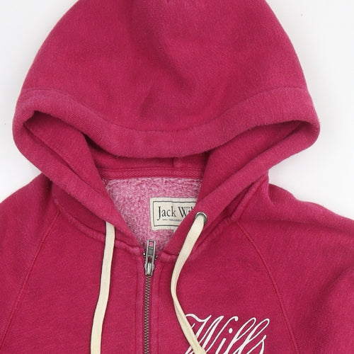 Jack Wills Womens Purple Cotton Full Zip Hoodie Size 8 Zip