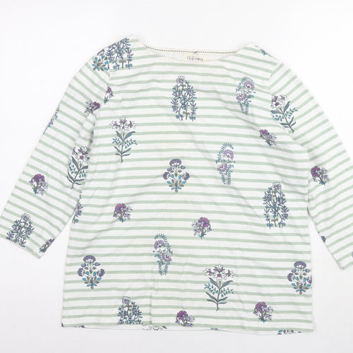 Autonomy Womens White Striped Cotton Pullover Hoodie Size S Pullover - Flowers