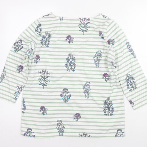 Autonomy Womens White Striped Cotton Pullover Hoodie Size S Pullover - Flowers