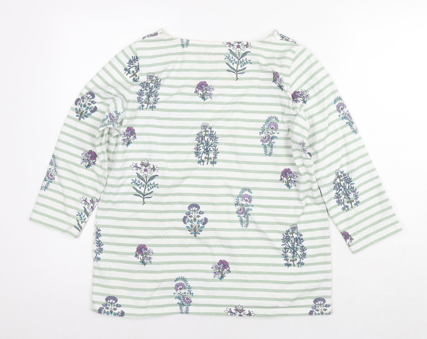 Autonomy Womens White Striped Cotton Pullover Hoodie Size S Pullover - Flowers