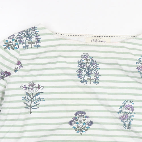 Autonomy Womens White Striped Cotton Pullover Hoodie Size S Pullover - Flowers
