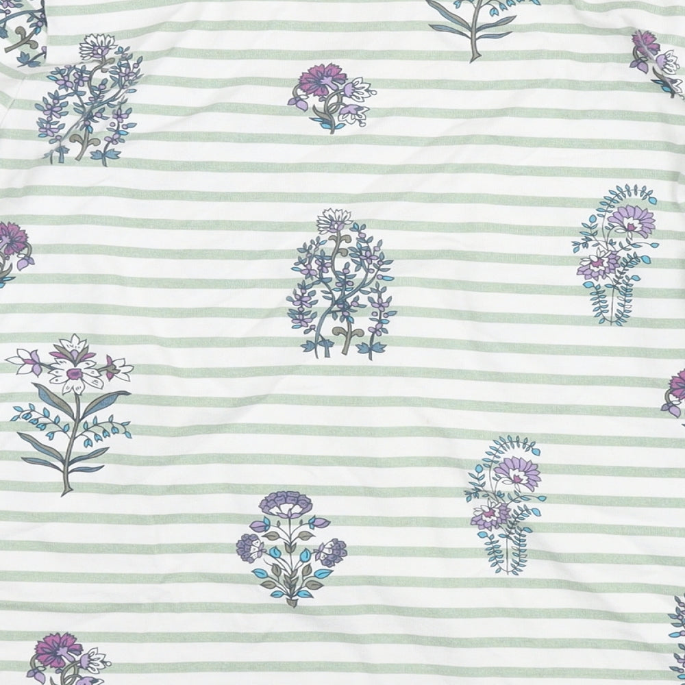 Autonomy Womens White Striped Cotton Pullover Hoodie Size S Pullover - Flowers