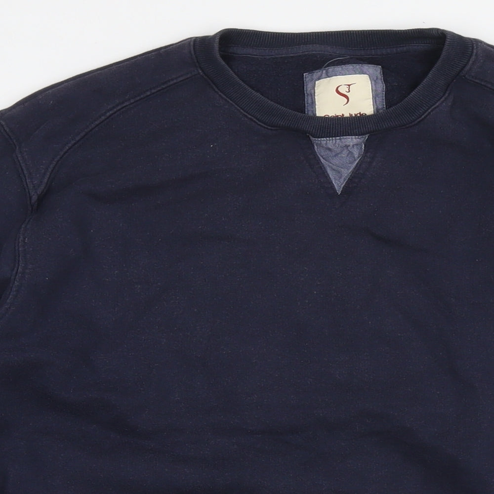 Saint Jude Mens Blue Cotton Pullover Sweatshirt Size XL