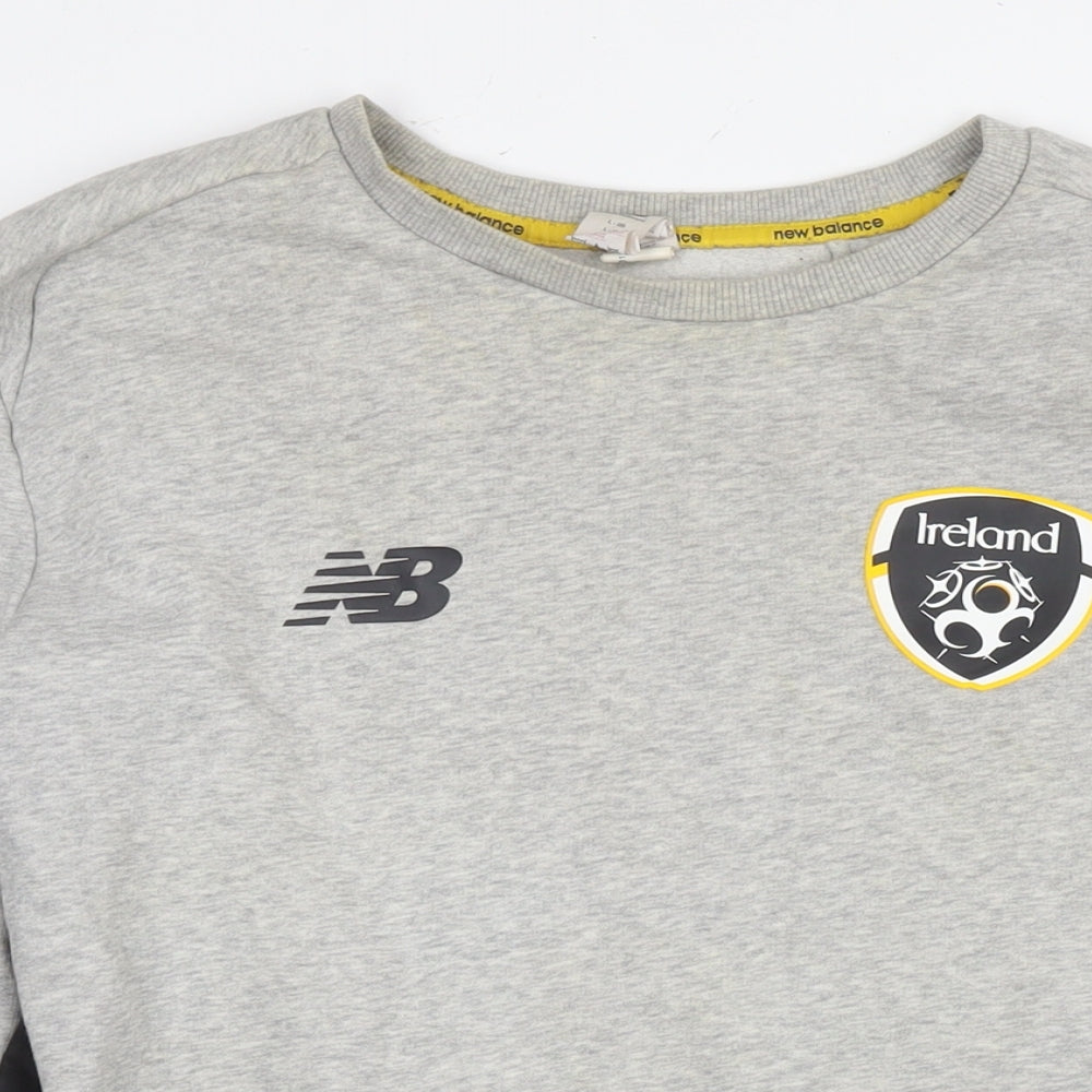 New Balance Mens Grey Polyester Pullover Sweatshirt Size L - Logo