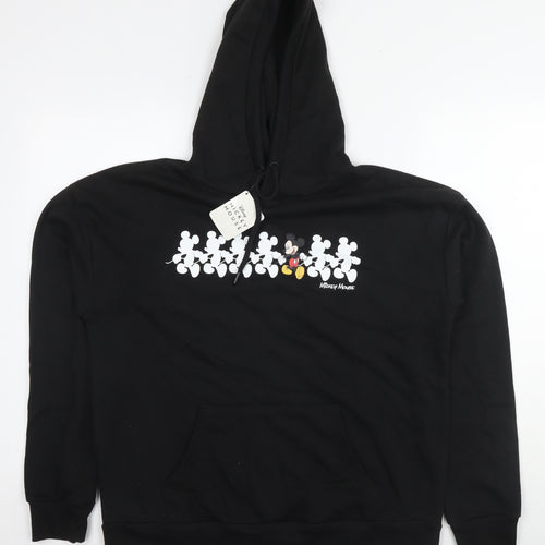 Disney Womens Black Cotton Pullover Hoodie Size 10 Pullover - Mickey Mouse Size 10-12