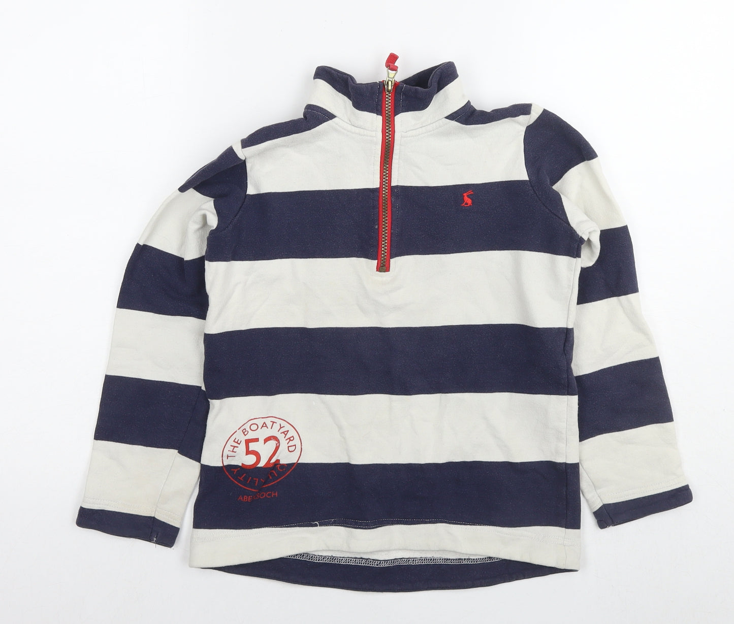 Joules Boys White Striped Cotton Pullover Sweatshirt Size 9-10 Years Pullover - The Boat Yard