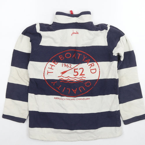 Joules Boys White Striped Cotton Pullover Sweatshirt Size 9-10 Years Pullover - The Boat Yard