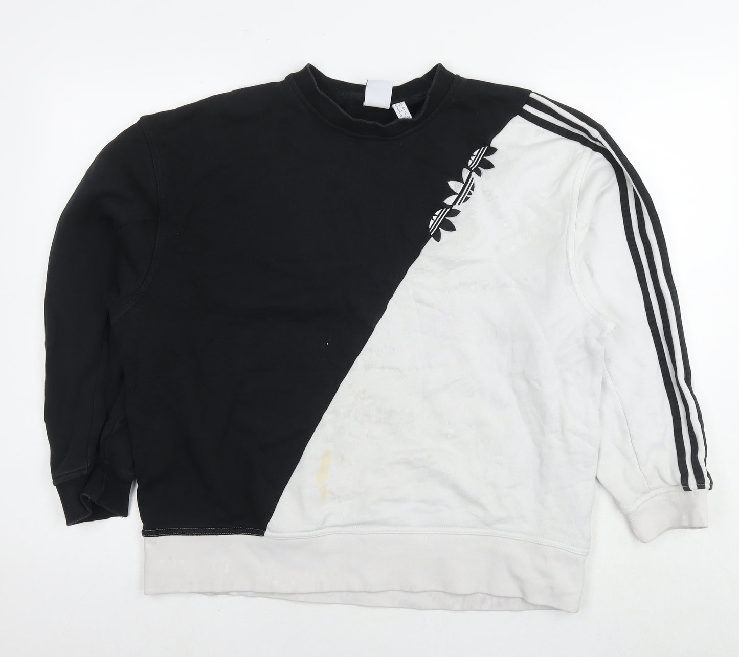 adidas Womens Black Colourblock Cotton Pullover Hoodie Size 10 Pullover - Logo