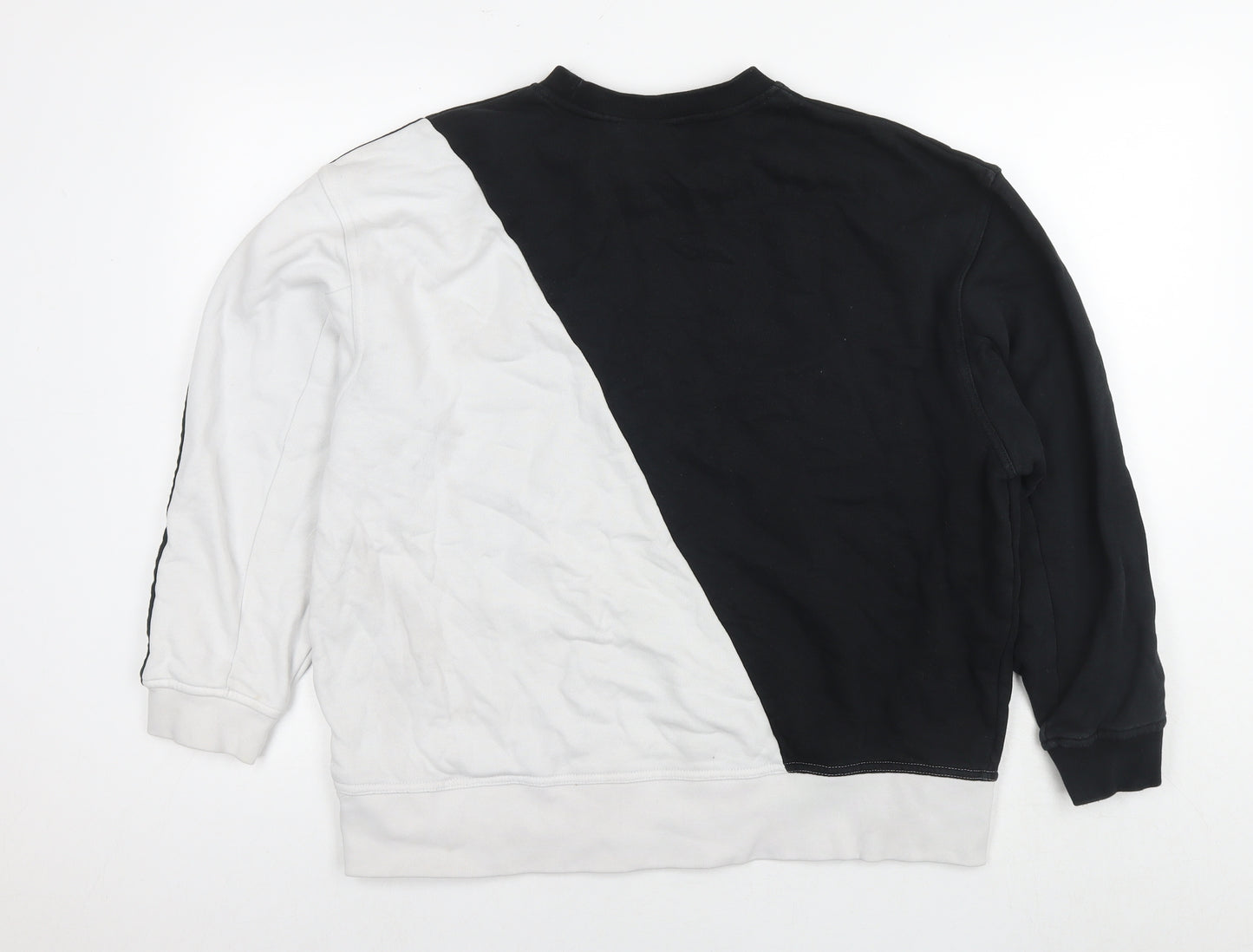 adidas Womens Black Colourblock Cotton Pullover Hoodie Size 10 Pullover - Logo