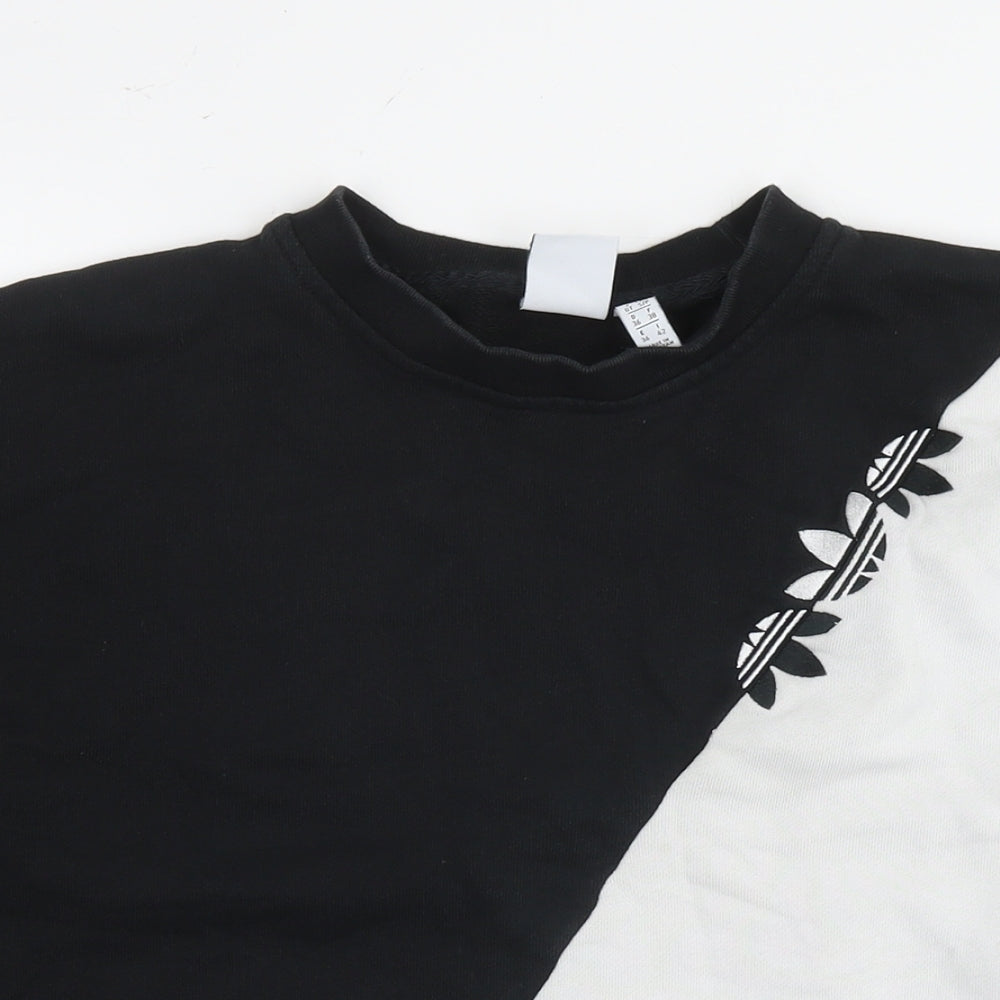 adidas Womens Black Colourblock Cotton Pullover Hoodie Size 10 Pullover - Logo